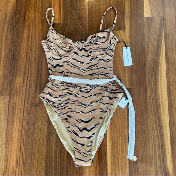 WeWoreWhat Danielle One Piece Tan Tiger Print Bernstein Revolve Shopbop - Picture 5 of 16